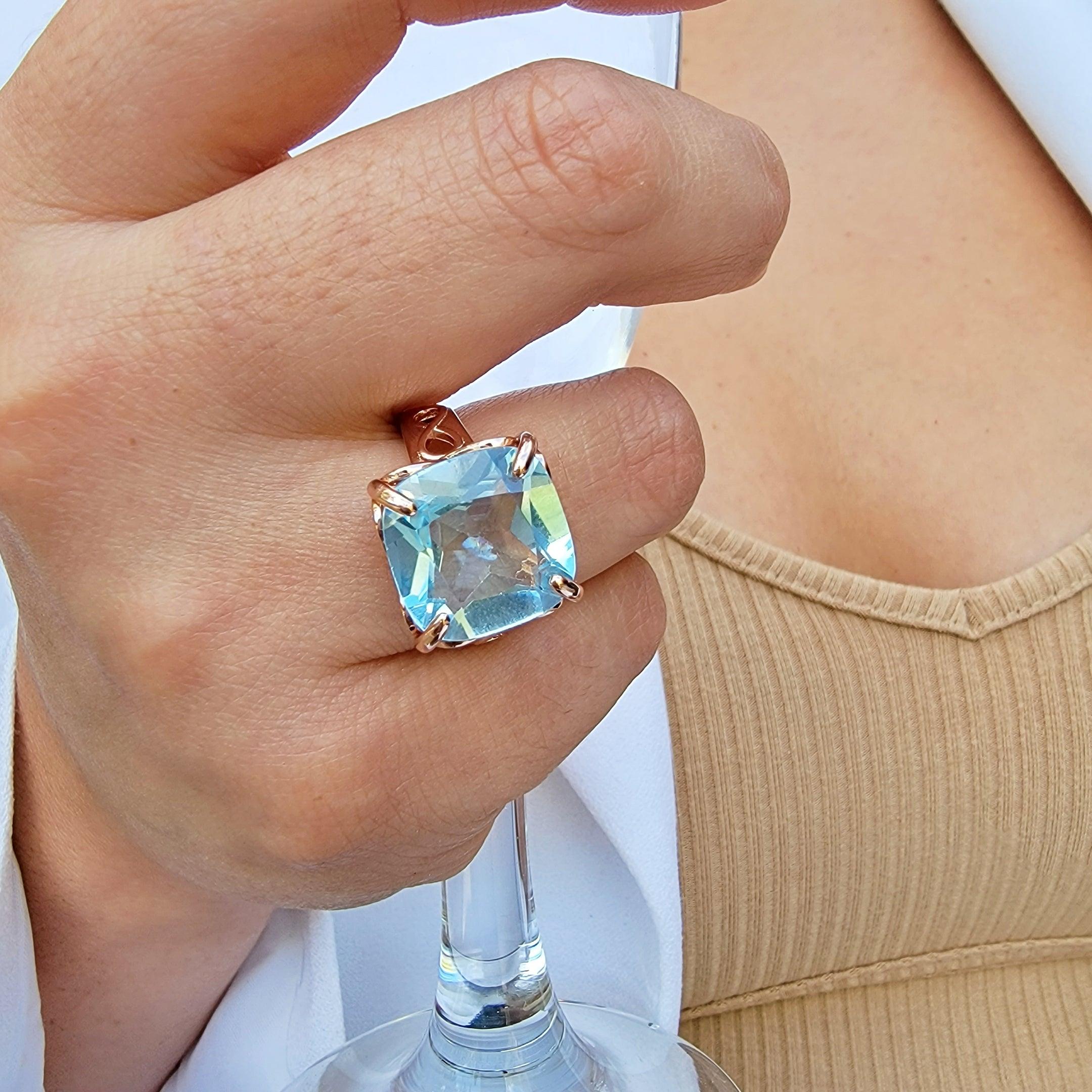 Angara Natural 0.2 Ct. Aquamarine with Diamond Infinity Ring in 14K White  Gold for Women (Ring Size: 9) - Walmart.com